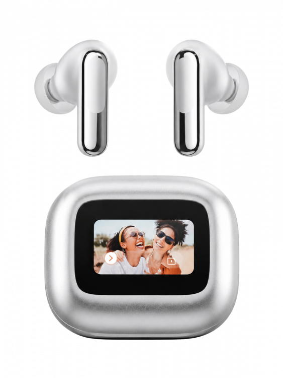 Наушники беспроводные Bluetooth с экраном в кейсе Орбита OT-ERB56 Серебро